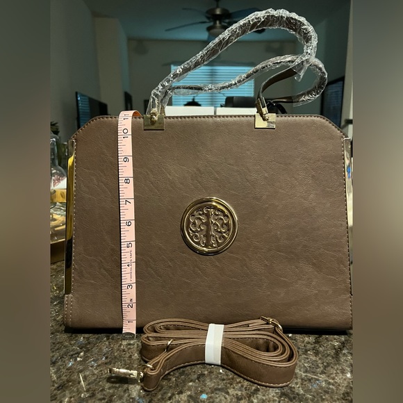 NWT Coffee Brown and Gold Purse and Wallet - Convertible with Shoulder Strap - Picture 7 of 7